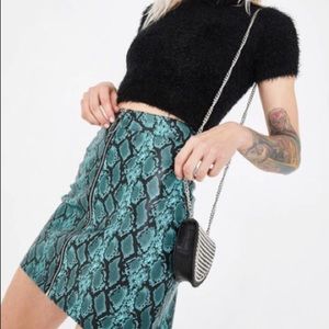 Tiger Mist Teal and Black Snakeskin Skirt